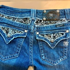 MISS ME Stylish Mid-Rise Blue Embellished Women's Jeans